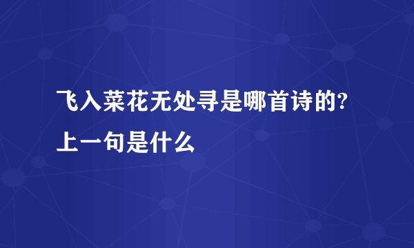 飞入菜花无处寻是哪首诗的?上一句是什么