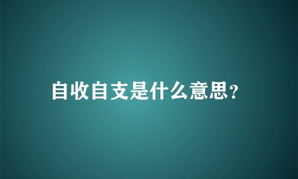 自收自支是什么意思？