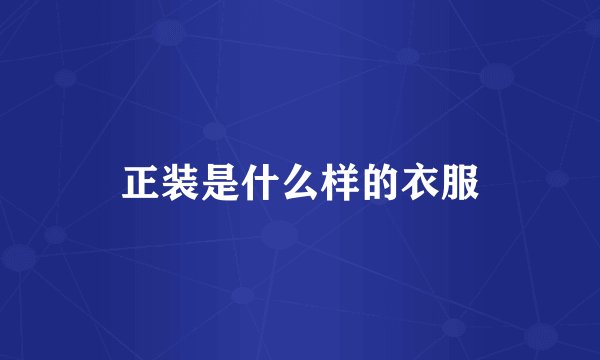 正装是什么样的衣服