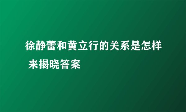 徐静蕾和黄立行的关系是怎样 来揭晓答案