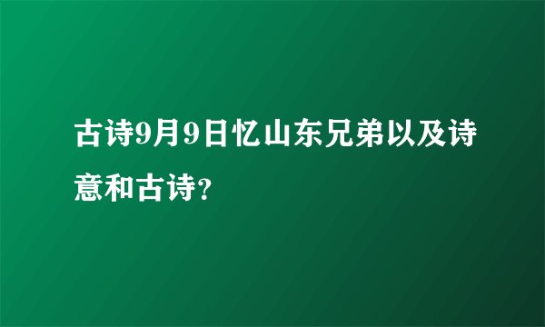 古诗9月9日忆山东兄弟以及诗意和古诗？