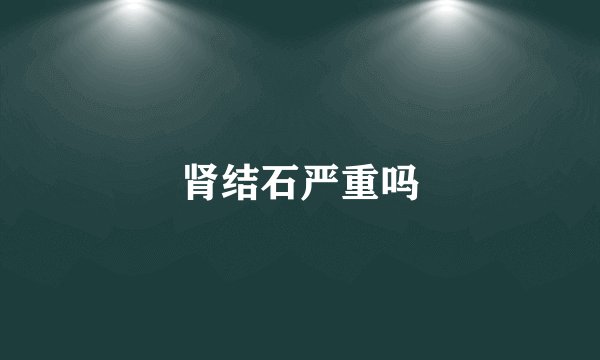 肾结石严重吗