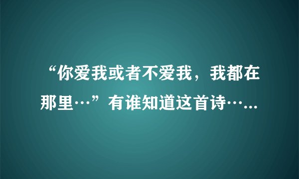 “你爱我或者不爱我，我都在那里…”有谁知道这首诗…跪求全诗…