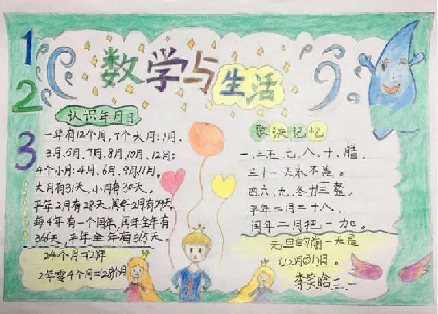 四年级数学手抄报 四年级数学手抄报简单又漂亮