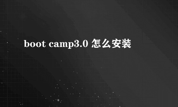 boot camp3.0 怎么安装