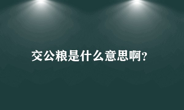 交公粮是什么意思啊？