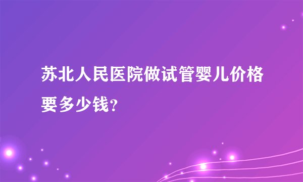苏北人民医院做试管婴儿价格要多少钱？