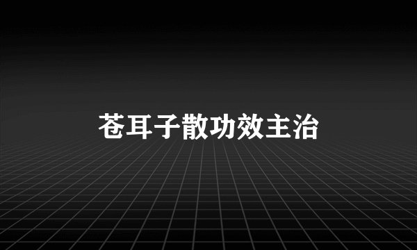 苍耳子散功效主治