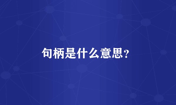句柄是什么意思？