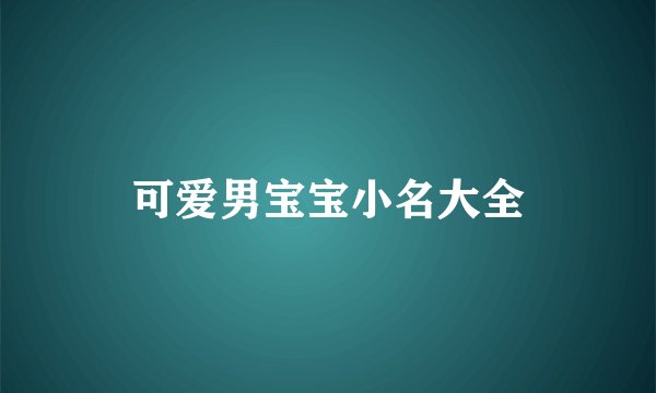 可爱男宝宝小名大全