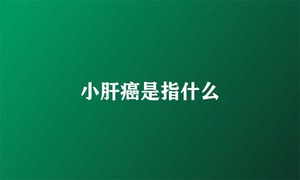 小肝癌是指什么