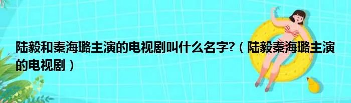 陆毅和秦海璐主演的电视剧叫什么名字?（陆毅秦海璐主演的电视剧）