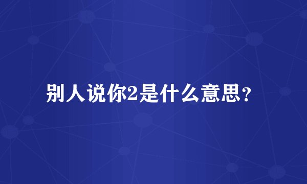 别人说你2是什么意思？