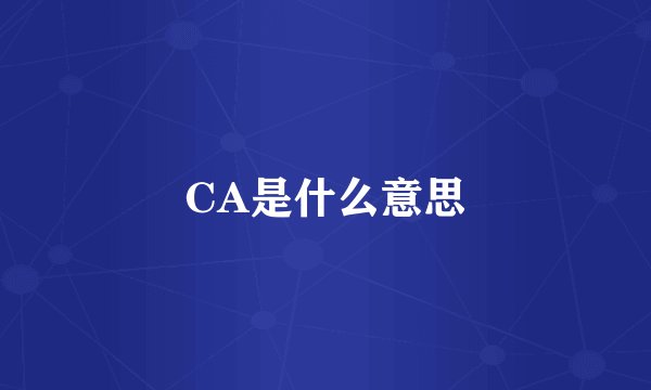 CA是什么意思