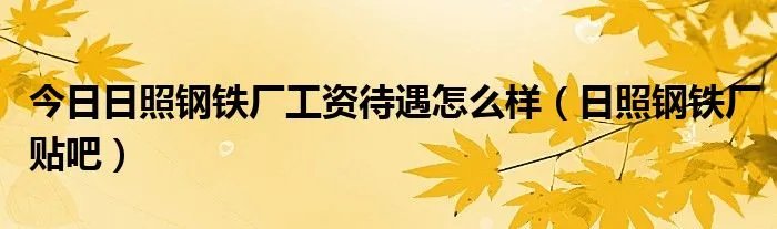 今日日照钢铁厂工资待遇怎么样（日照钢铁厂贴吧）