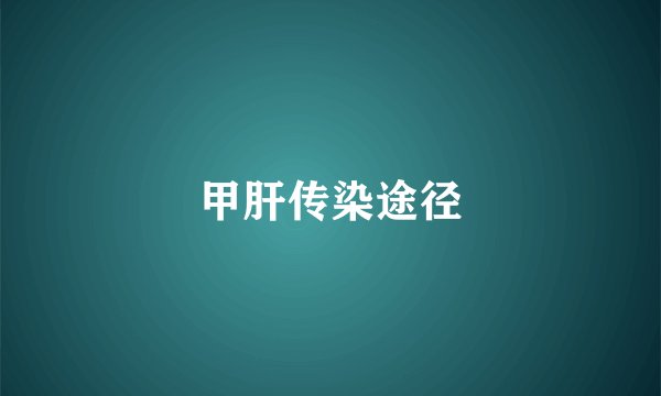 甲肝传染途径