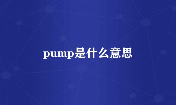 pump是什么意思