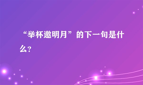 “举杯邀明月”的下一句是什么？