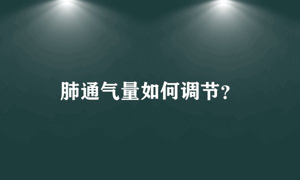 肺通气量如何调节？