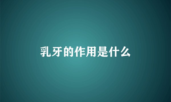乳牙的作用是什么