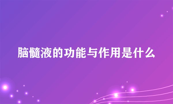脑髓液的功能与作用是什么