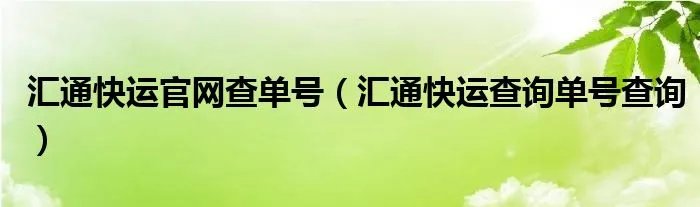 汇通快运官网查单号（汇通快运查询单号查询）