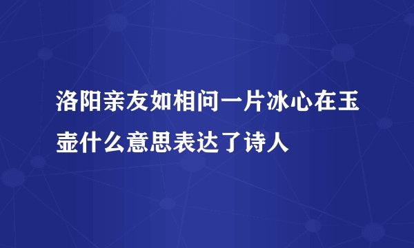 洛阳亲友如相问一片冰心在玉壶什么意思表达了诗人