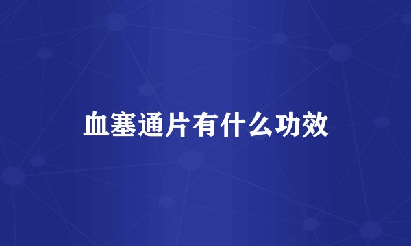 血塞通片有什么功效