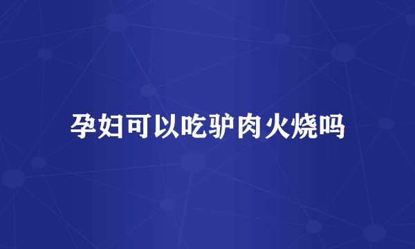 孕妇可以吃驴肉火烧吗