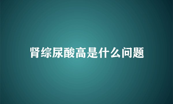 肾综尿酸高是什么问题