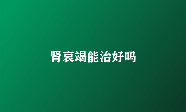 肾哀竭能治好吗