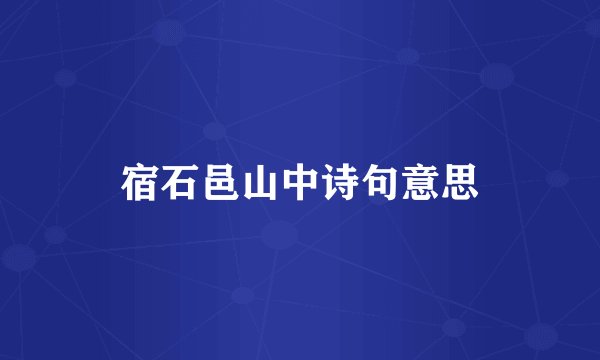 宿石邑山中诗句意思