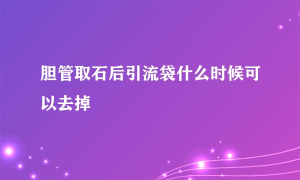 胆管取石后引流袋什么时候可以去掉