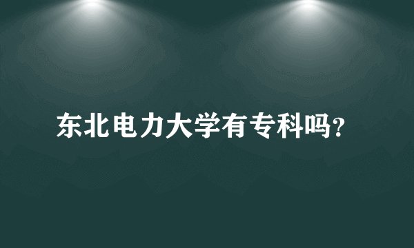东北电力大学有专科吗？