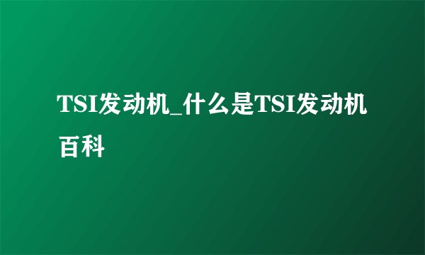 TSI发动机_什么是TSI发动机百科