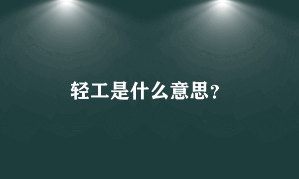 轻工是什么意思？