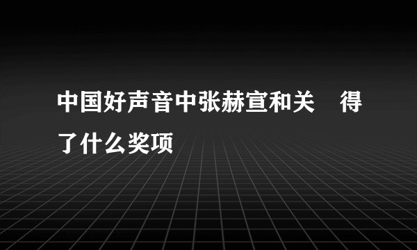 中国好声音中张赫宣和关喆得了什么奖项