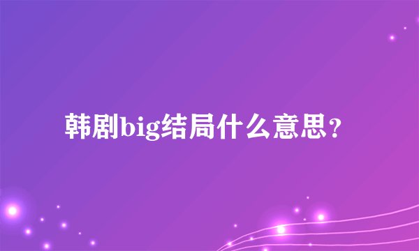 韩剧big结局什么意思？