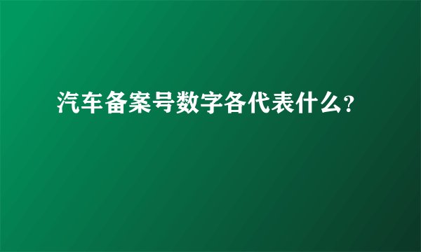 汽车备案号数字各代表什么？