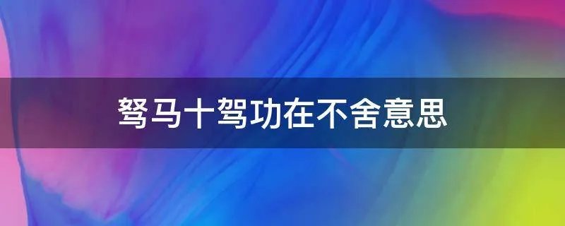 驽马十驾功在不舍意思