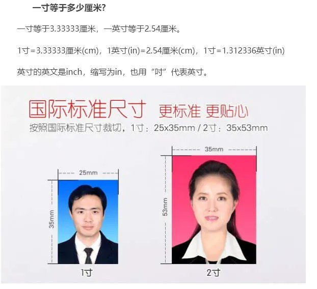 一寸相片尺寸标准(一寸照的尺寸比例