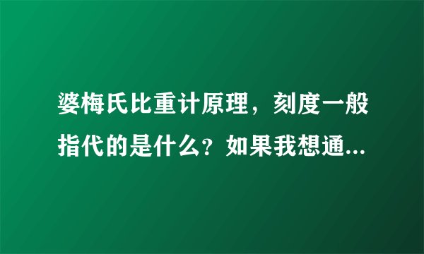 婆梅氏比重计原理，刻度一般指代的是什么？如果我想通过勾兑水改变想要的刻度该如何做？