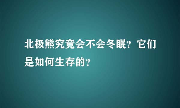 北极熊究竟会不会冬眠？它们是如何生存的？