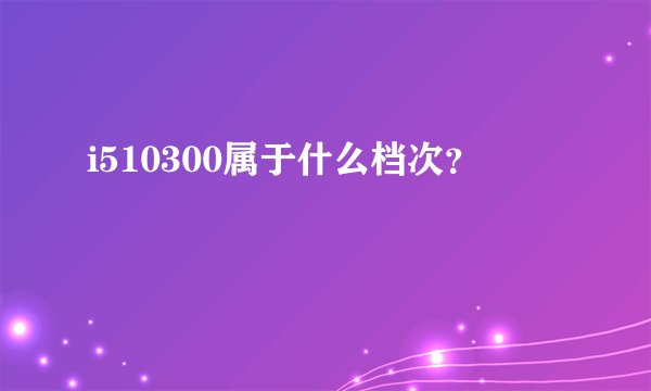 i510300属于什么档次？
