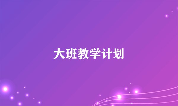 大班教学计划