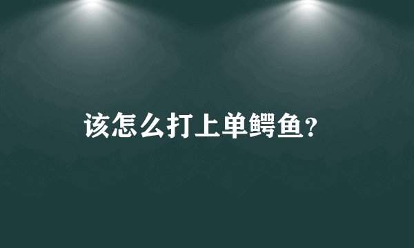 该怎么打上单鳄鱼？
