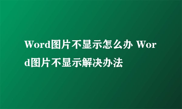 Word图片不显示怎么办 Word图片不显示解决办法