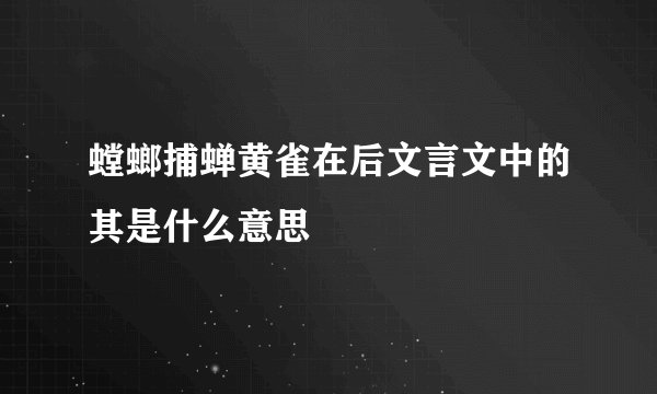 螳螂捕蝉黄雀在后文言文中的其是什么意思