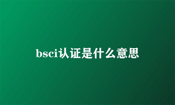 bsci认证是什么意思