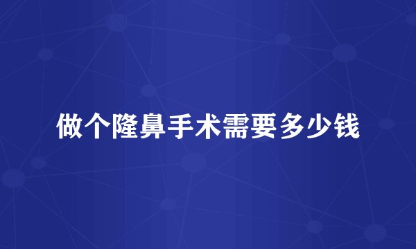 做个隆鼻手术需要多少钱